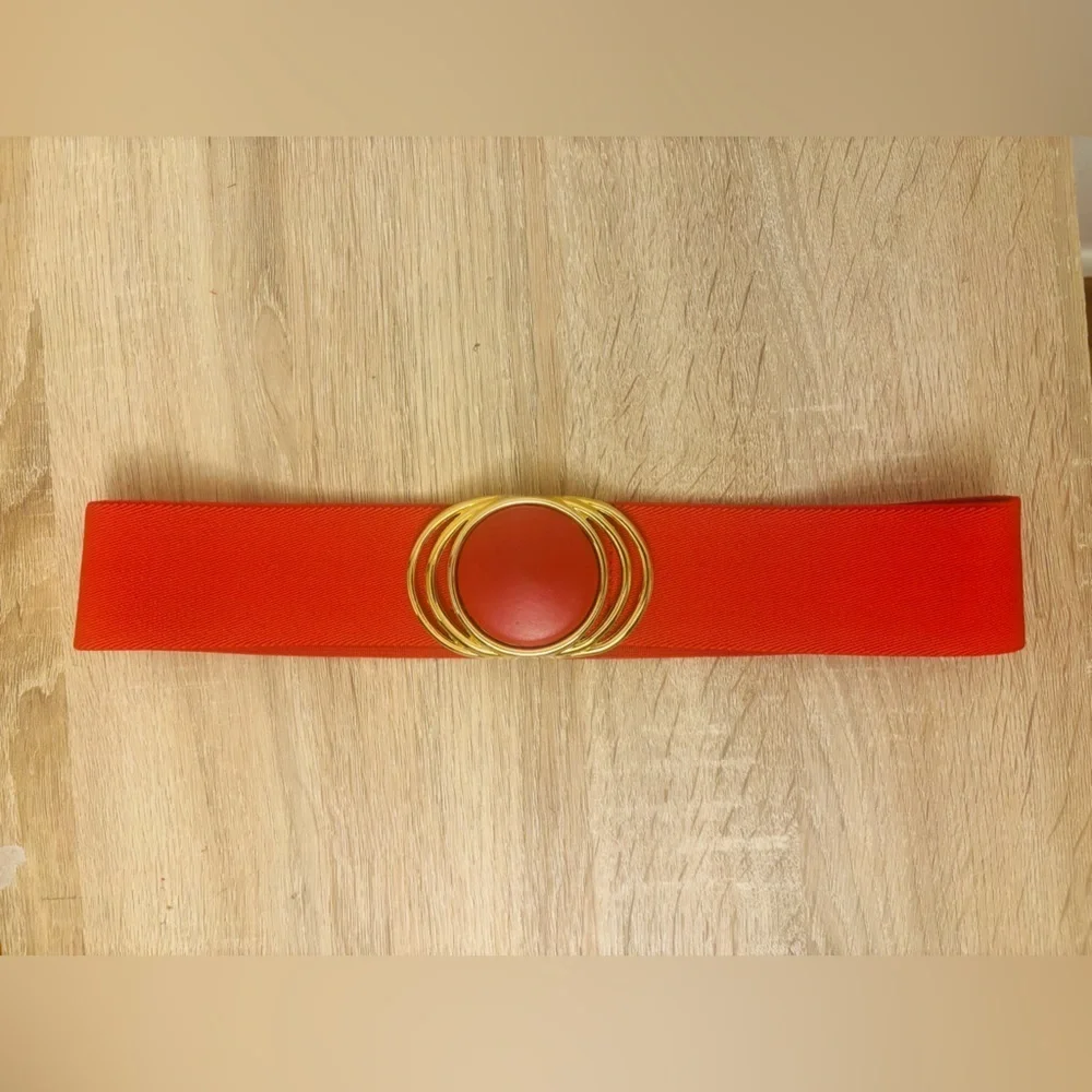 Elegant Red Belt with Gold Accents